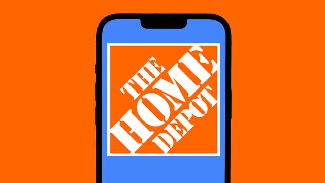 Home Depot logo on a phone