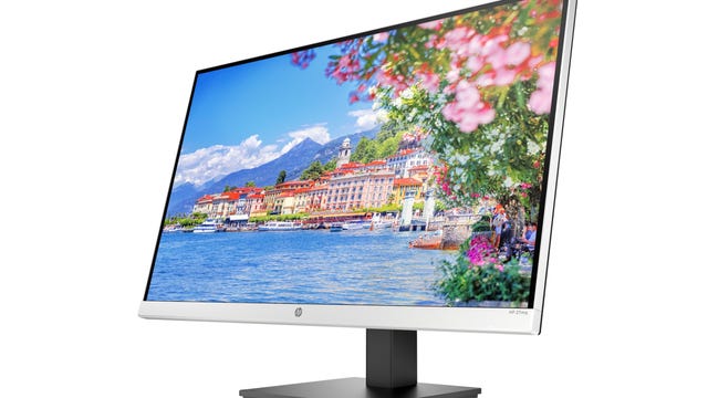 HP 27mq QHD display at a angle on a white background