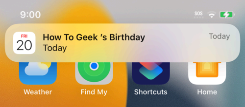 An example birthday notification on an iPhone. 