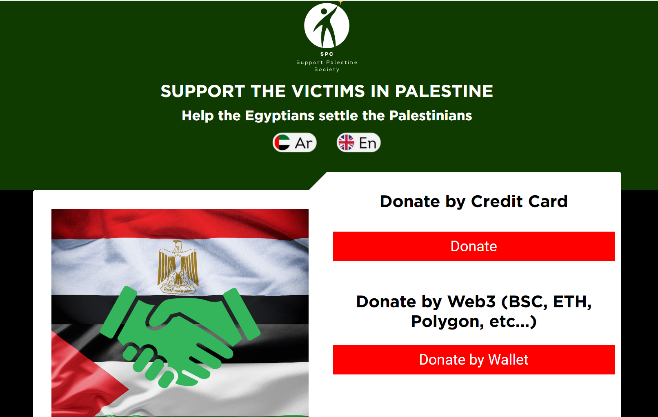 fake Palestine donation website