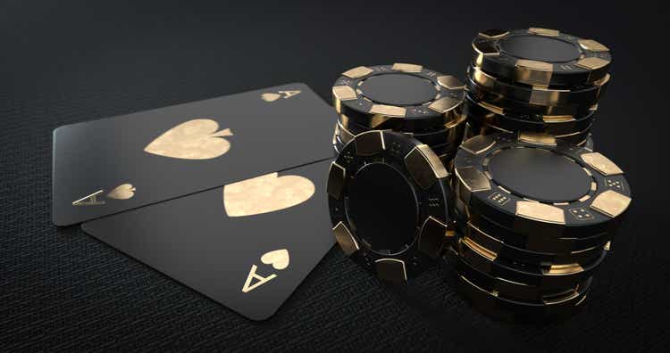 Casino Chips And Aces. Black And Golden. Illustration