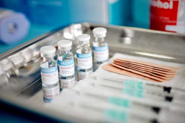 Vials With the Covid-19 Vaccine and Syringes are Displayed On a Tray at the Corona Vaccination Center