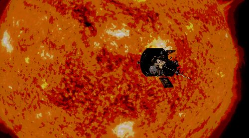 An artist's conception of the Parker Solar Probe, with its heat shield facing the sun.