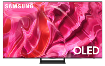 Samsung TV with pink and red abstract water screensaver