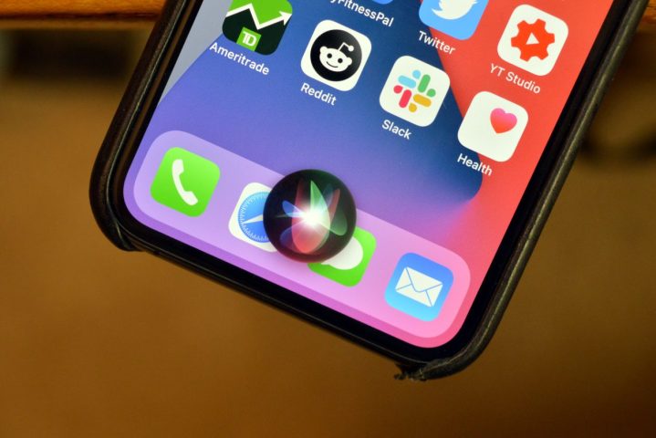 The Siri activation animation on an iPhone running iOS 14.