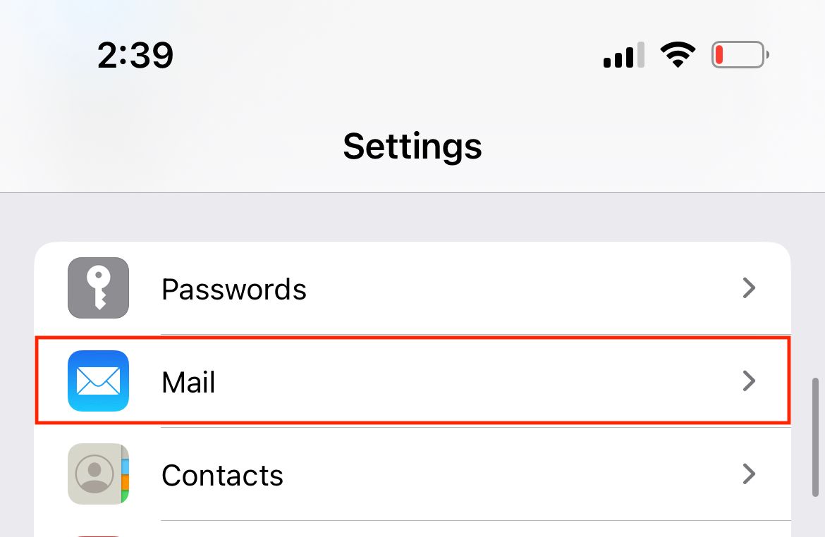 iPhone Mail Settings