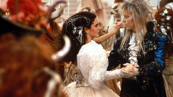 Jennifer Connelly and David Bowie as Sarah and Jarenth dancing in Labyrinth.