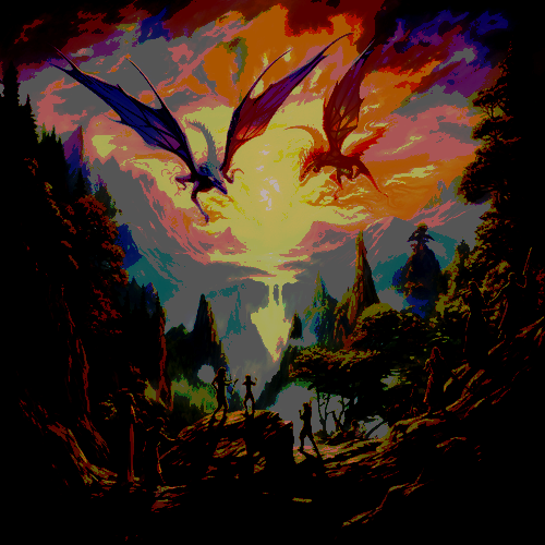 MidJourney Dragon Fantasy Art with elves