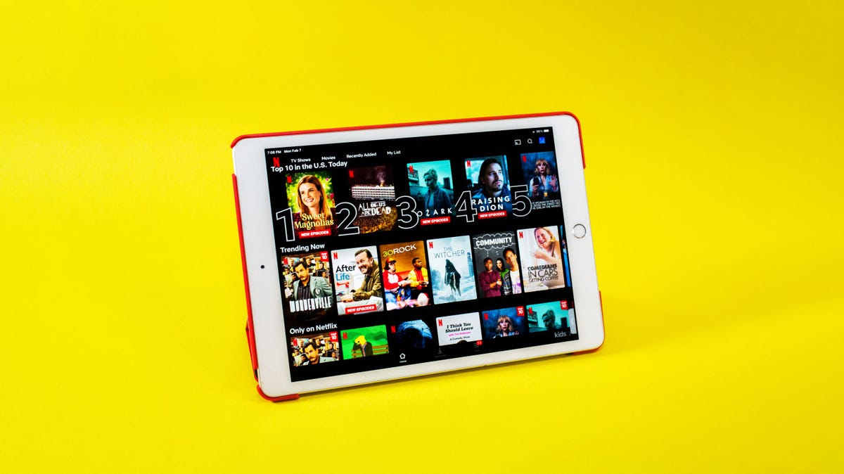 Netflix menu on a tablet