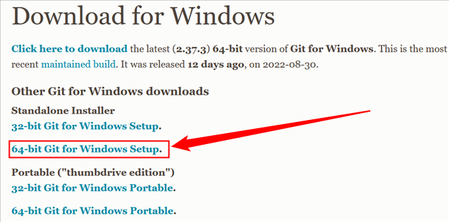 Click the 64-bit Git executable.