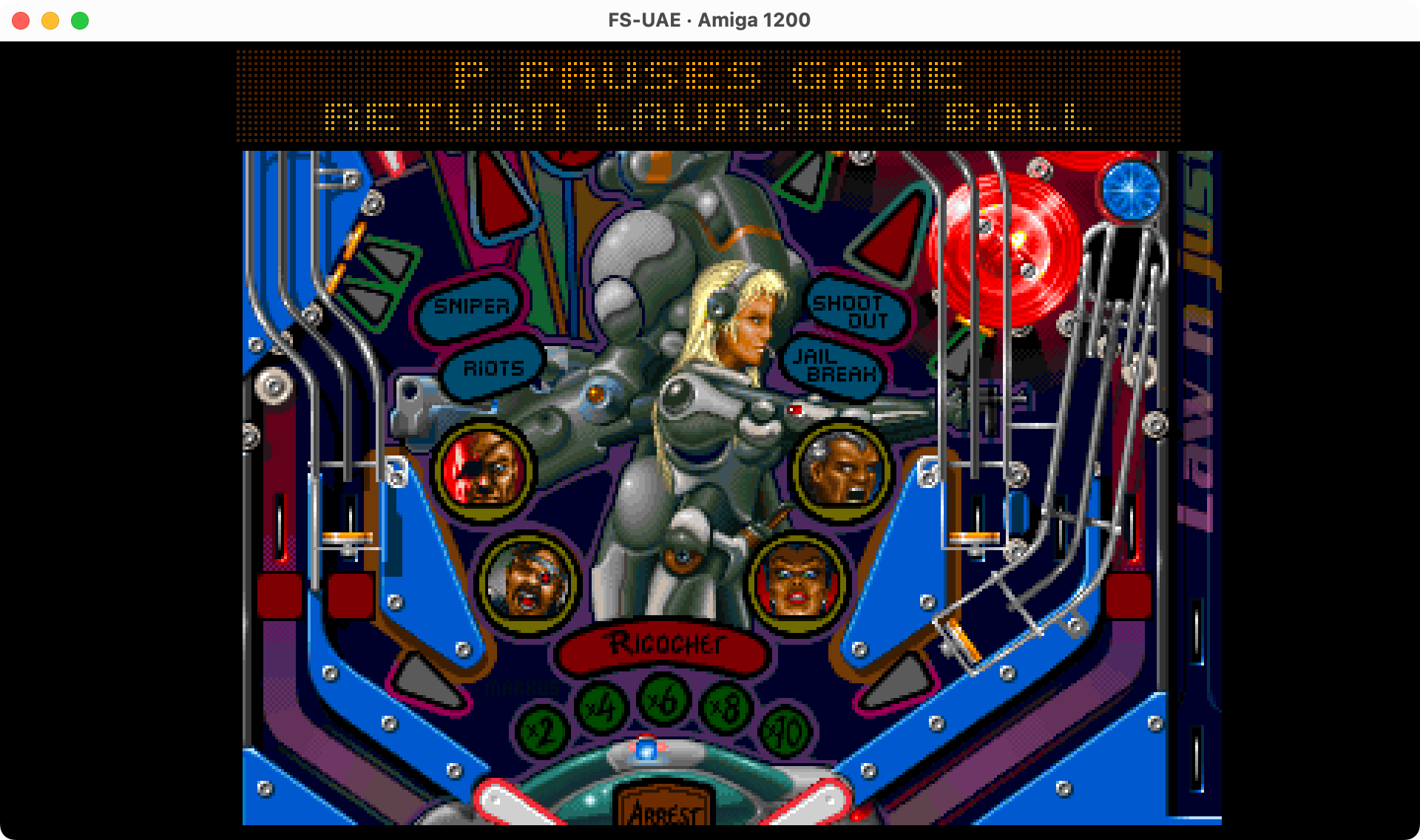 Pinball Illusions running in FS-UAE on a Mac.