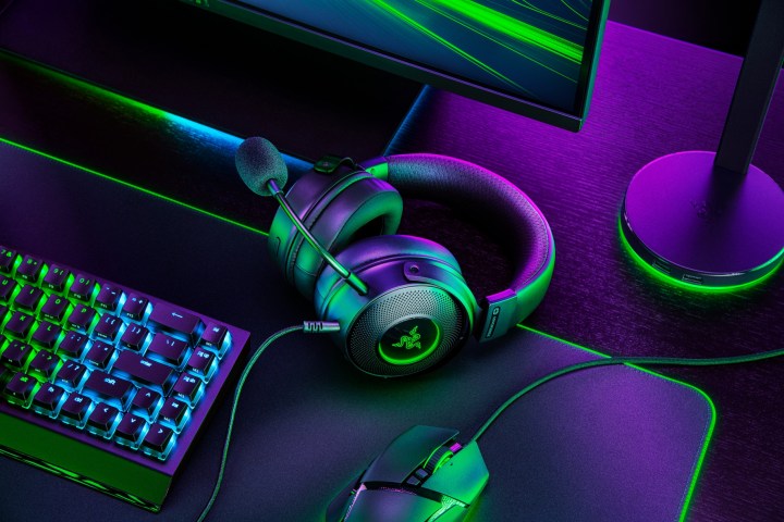 Razer Kraken V3 sitting on a desk.