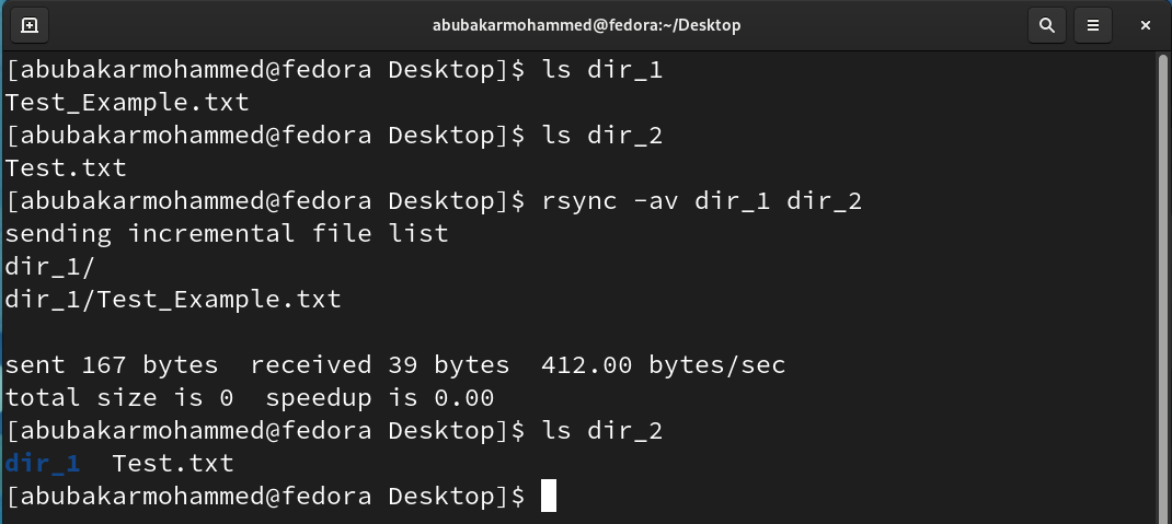 rsync copy a directory to directory