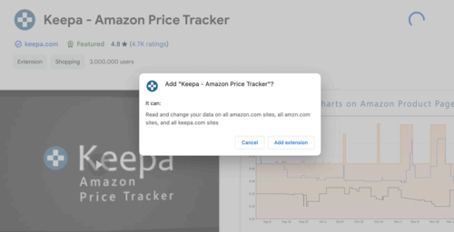 Installing Keepa extension