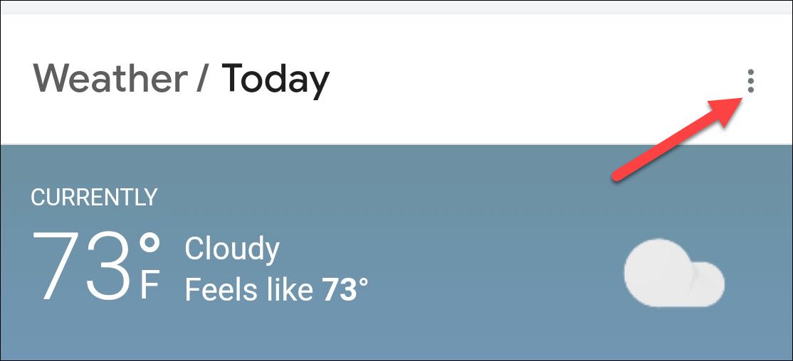 Open the three-dots menu for the weather card in Google.