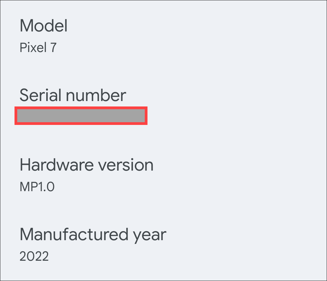 Pixel serial number.