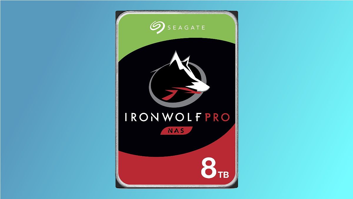 Seagate IronWolf Pro on blue background