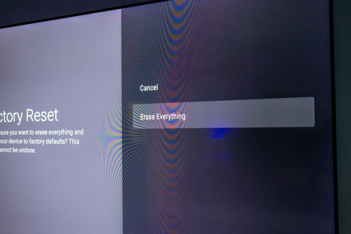 The Erase Everything option in the TCL Q6 reset menu.