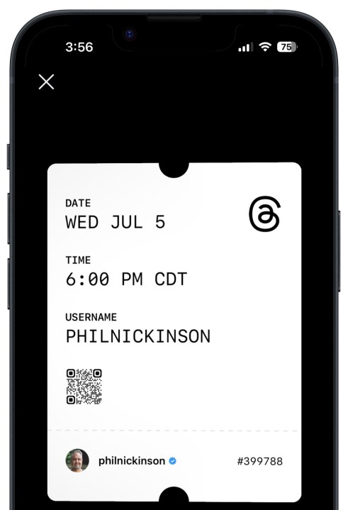 The ticket showing when you joined Threads.