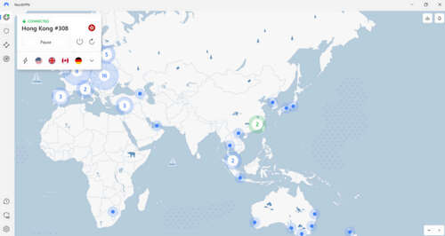 NordVPN main dashboard.