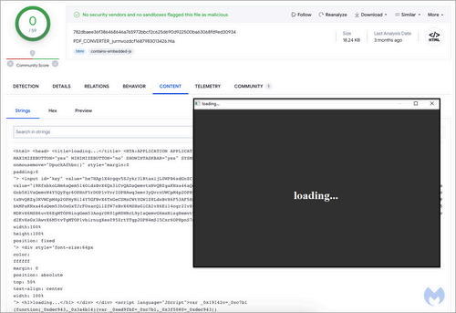 The payload having no detections on VT