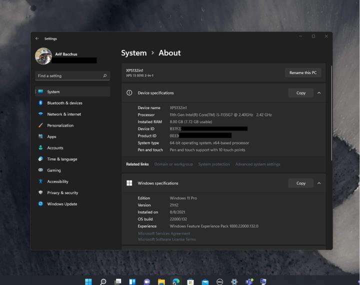 About This PC screen on Windows 11.