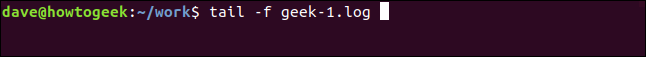 tail -f geek-1.log in a terminal window