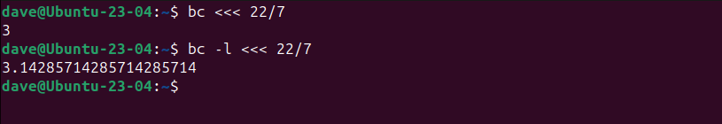 Redirecting input into bc and bc -l