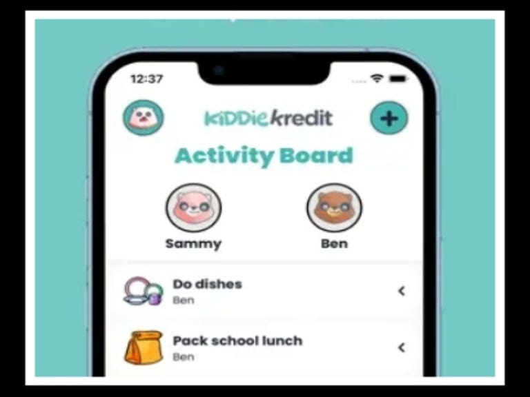 kiddie kredit dashboard with user profiles and list of chores