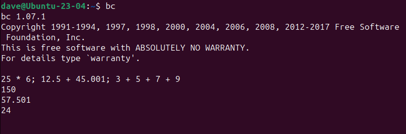 You can add multiple calculation to a line by separating them with semi-colons.