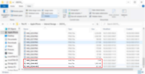 AAE Files and corresponding HEIC files. 