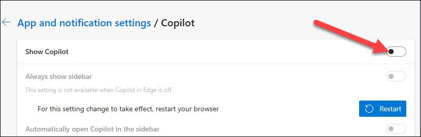 Turn off the Show Copilot