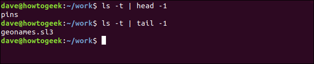 ls -t | head -1 in a terminal window