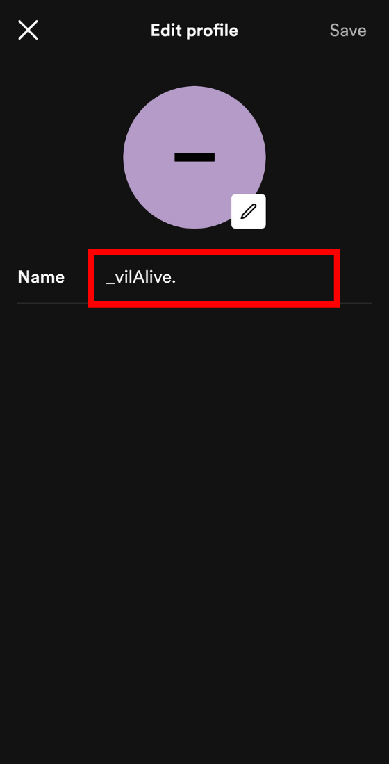 Spotify app profile editing display name