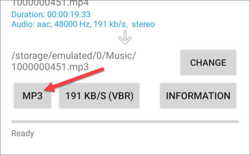 Tap the MP3 or AAC button.