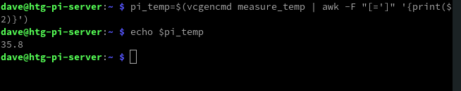 Assigning the CPU temperature to a variable