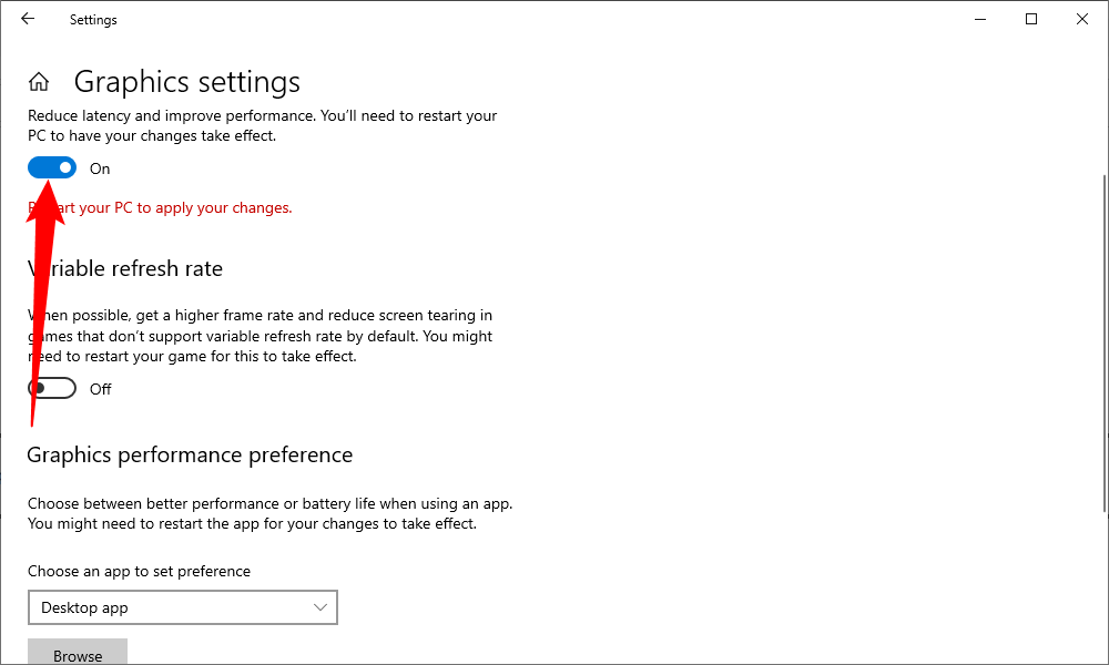 Click the toggle to enable GPU scheduling. 