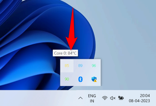 Access the CPU temperature in the system tray.