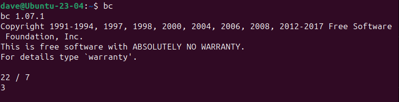 bc defaults to showing no decimal places. Pi is truncated to 3.