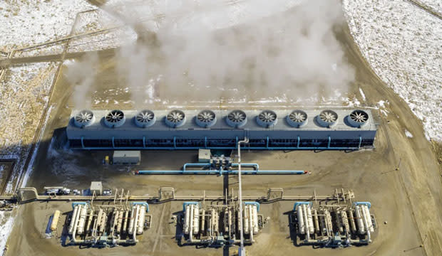 Overhead image of Google and Fervo Energy's first geothermal energy plant in the Nevada desert.