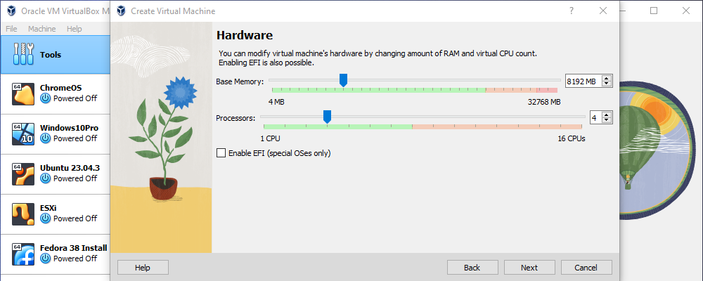 Set the amount of memory and CPU cores you have on your VM. 