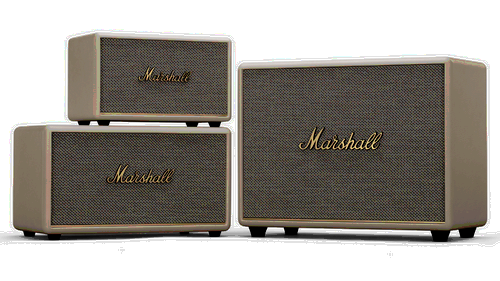 Marshall's third gen speakers in white.