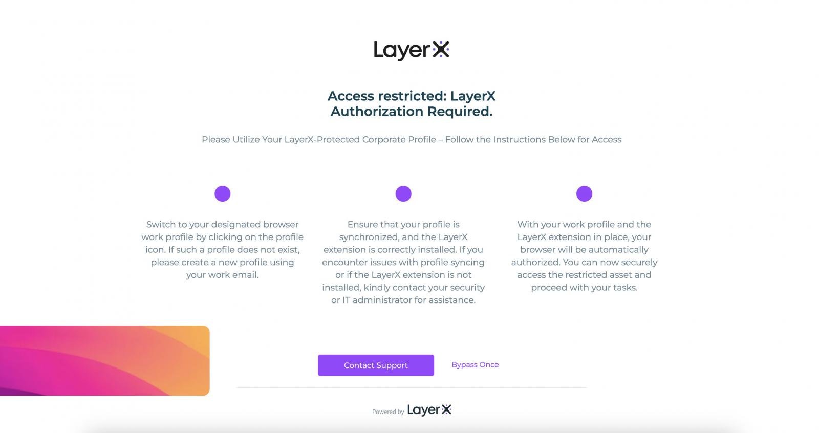 Figure 13: The LayerX access restriction pop-up 