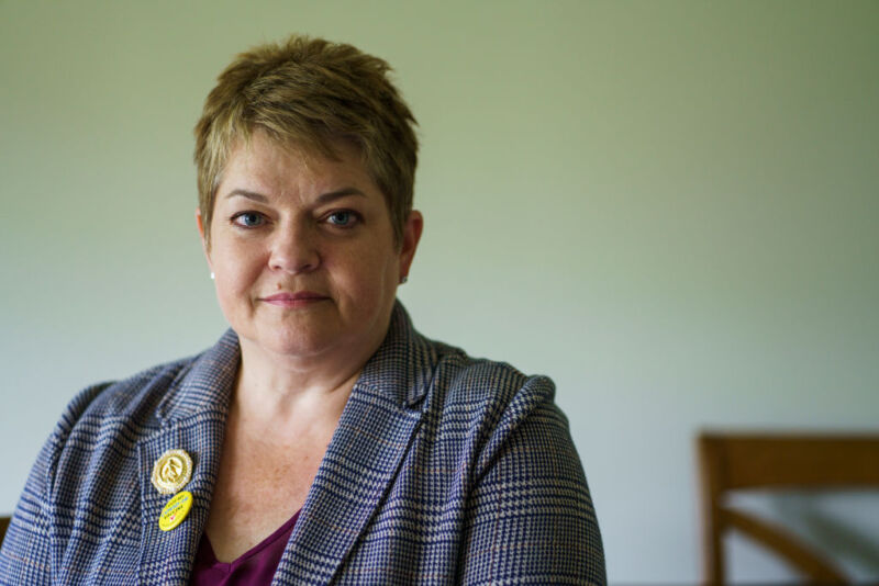 Dr. Michelle Fiscus poses for a portrait in her home. Fiscus was the Medical Director for vaccine-preventable diseases and immunization programs at the Tennessee Department of Health until she was fired. 