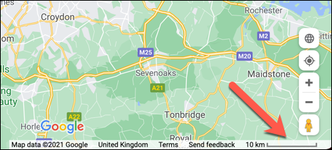 To change the Google Maps scale units on PC or Mac, press the scale bar in the bottom right corner.