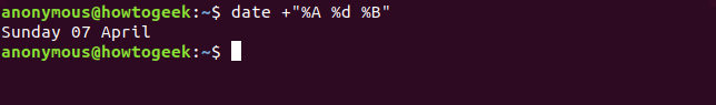 Output of the date command with A d B option with spaces