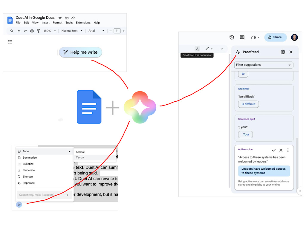 Duet AI and Google Docs.