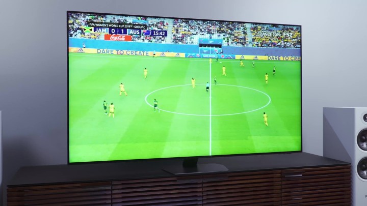 A soccer game shown on a Samsung QN90C.