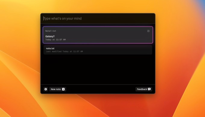 Type is a command bar note taking app for Mac