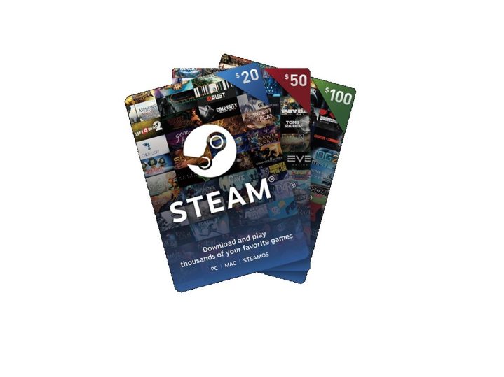 Three steam gift cards, splayed.